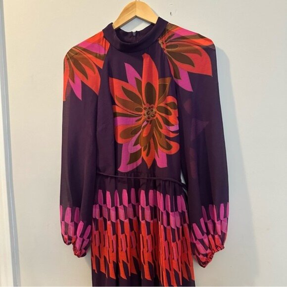 Maison Tara Retro Floral Mixed Print Long Sleeve Maxi Dress Size 10 - Picture 7 of 14